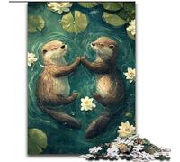 Puzzles Adultes 1000 pièces Couple de loutres, à partir de 14 Ans, décoration d'intérieur, à Offrir en Cadeau à Toute la Famille (Taille 50x75cm)