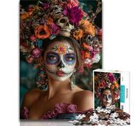Puzzles Adultes 1000 pièces Crâne Mexicain Filles 1000 pièces pour Adultes, Jouets éducatifs Anti-Stress, Cadeaux pour Amis et Famille (Taille 75x50cm)
