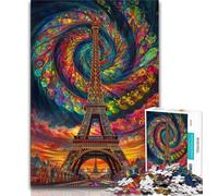 Puzzles Adultes 1000 pièces Difficile Psychédélique Eiffel, Jeux éducatifs Décoration de la Maison Jeu éducatif pour Anniversaire, Noël (75x50cm)