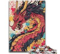 Puzzles Adultes 1000 pièces Dragon Aquarelle pour 14+ Jeu de défi Unique Jeux en Famille Cadeaux d'anniversaire de Noël 26x38cm