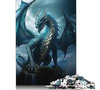 Puzzles Adultes 1000 pièces Dragon Bleu Ancien de l'eau Puzzles en Bois pour Adolescents Cadeaux Jeu Familial pour Adultes et Adolescents 1000 pièces (75 x 50 cm)