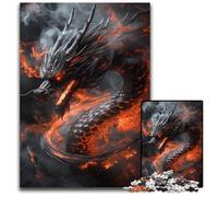 Puzzles Adultes 1000 pièces Dragon Chinois Noir Puzzles en Bois Jeu interactif Familial, Cadeau Casse-tête, Jouet éducatif 50x75cm