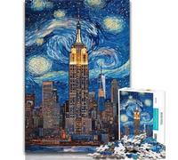 Puzzles Adultes 1000 pièces Empire State Building Nuit 1000 pièces pour Adolescents, Jouet éducatif, Jeux familiaux Amusants, décoration d'intérieur Unique (Taille 75x50cm)