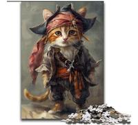 Puzzles Adultes 1000 pièces en Carton Chat Pirate 26x38cm Idéal pour Les Amoureux, Cadeau Parfait pour Noël, Le Nouvel an ou la Saint-Valentin
