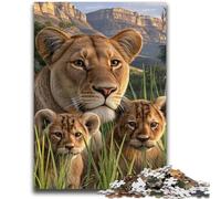 Puzzles Adultes 1000 pièces Famille de Lions africains pour et à partir de 14 Ans Jouets de Jeu Car C'est Un pour Toute la Famille 50x75cm