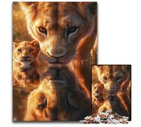 Puzzles Adultes 1000 pièces Famille de Lions africains Puzzles en Bois Décoration d'intérieur colorée et Jeu Familial interactif, 50x75cm
