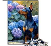 Puzzles Adultes 1000 pièces Fleurs Doberman Puzzles en Bois Un Casse-tête Stimulant pour Les Adolescents, Parfait pour la décoration intérieure ou comme Cadeau Taille 50X75CM