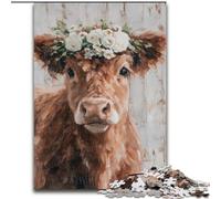 Puzzles Adultes 1000 pièces Highland Cow Puzzles 1000 pièces pour Adultes pour Les Anniversaires, Les Vacances, Les décorations de fête Spatiale (Taille 50x75cm)