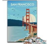 Puzzles Adultes 1000 pièces Impression de Voyage à San Francisco Difficile à compléter mais Amusant et Humoristique avec Affiche Assortie et Feuille de Questions (26x38cm) 1000 pièces