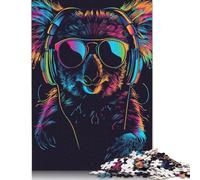 Puzzles Adultes 1000 pièces Koala avec Casque et Lunettes de Soleil Puzzle en Bois pour Adultes et Adolescents Décoration d'intérieur Puzzle Jouets 1000 pièces (75 x 50 cm)