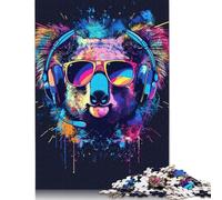 Puzzles Adultes 1000 pièces Koala avec Casque et Lunettes de Soleil Puzzle en Bois pour Adultes et Adolescents Décoration d'intérieur Puzzle Jouets 1000 pièces (75 x 50 cm)