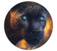 Puzzles Adultes 1000 pièces Léopard Noir Puzzle Rond 1000 pièces Jeu Familial interactif, Convient aux 14 Ans et Plus 67,5 x 67,5 cm