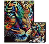 Puzzles Adultes 1000 pièces Léopard Pop Art Animal Puzzles en Carton Jeu de réflexion pour Adolescents, pour Les Vacances 26x38cm/10,23x14,96 Pouces