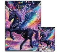 Puzzles Adultes 1000 pièces Licorne Noire Puzzles en Carton pour 14 Ans et Plus Difficile à Terminer mais Amusant et Humoristique Cadeau d'anniversaire 26x38cm