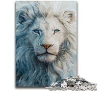 Puzzles Adultes 1000 pièces Lion Blanc pour 14 Ans et Plus Jeu de défi Unique Jeux de Famille Cadeaux d'anniversaire de Noël 38x26cm