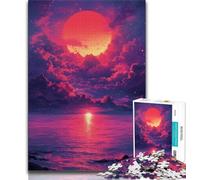 Puzzles Adultes 1000 pièces Lune néon colorée 1000 pièces pour Adultes, Jeu de Quiz, décoration Murale, Cadeaux d'anniversaire et de Noël Uniques (Taille 38x26cm)
