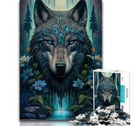 Puzzles Adultes 1000 pièces Mandala Loup dans la Jungle 1000 pièces pour Adultes, Jeu de Quiz, décoration Murale, Cadeaux d'anniversaire et de Noël Uniques (Taille 75x50cm)