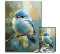 Puzzles Adultes 1000 pièces Mignon Petit Oiseau Bleu Puzzles en Bois pour 14+ Difficile à Terminer mais Amusant et Humoristique Cadeau d'anniversaire 50X75CM
