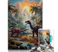 Puzzles Adultes 1000 pièces Monde des Dinosaures 1000 pièces pour Adultes, Jeu de Quiz, décoration Murale, Cadeaux d'anniversaire et de Noël Uniques (Taille 38x26cm)