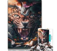 Puzzles Adultes 1000 pièces Motif léopard Floral, Jeu éducatif, Jouet, décoration d'intérieur Unique et Cadeaux (Taille 75x50cm)