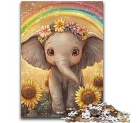 Puzzles Adultes 1000 pièces, Motif Tournesol et éléphant, pour Adolescents, Anti-Stress, séjour, Tuer Le Temps, liste de souhaits avec Le Père Noël (75x50cm)
