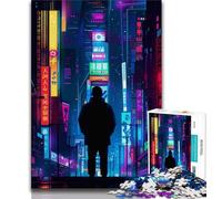 Puzzles Adultes 1000 pièces Néon Japon Tokyo Puzzles pour Adolescents Anti-Stress Staycation Kill Time Wishlist avec Père Noël 26x38cm