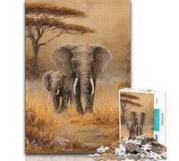 Puzzles Adultes 1000 pièces Peinture à l'huile d'éléphant 1000 pièces pour Adultes, Jeux éducatifs, décoration d'intérieur, Cadeau d'anniversaire, Cadeaux, Art Mural (Taille 38x26cm)
