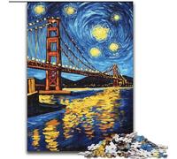 Puzzles Adultes 1000 pièces Pont de San Francisco la Nuit en Bois, activité Amusante à Faire à la Maison Taille 50X75CM Activité de Jeu familiale engageante en soirée