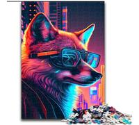 Puzzles Adultes 1000 pièces Punk Fox en Bois, activité Amusante à la Maison 50x75cm, activité de Jeu familiale captivante