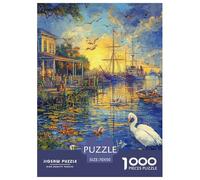 Puzzles Adultes 1000 Pièces Puzzle Amsterdam Canal Puzzles Papier Divertissement Team Building Cadeau Port City pour Adultes Enfants 70x50cm/1000pcs
