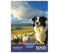 Puzzles Adultes 1000 Pièces Puzzle Border Collie Puzzles Papier Jeu De Famille Puzzle Familial Pasture pour Adultes Et Enfants À Partir De 12 Ans 38x26cm/1000pcs