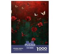 Puzzles Adultes 1000 Pièces Puzzle Butterfly and Rose Puzzles Papier Divertissement Parfait pour Les Soirées De Jeu Flower pour Adultes Et Enfants À Partir De 12 Ans 38x26cm/1000pcs