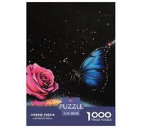 Puzzles Adultes 1000 Pièces Puzzle Butterfly and Rose Puzzles Papier Divertissement pour La Décoration De La Maison Flower pour Adultes Et Enfants À Partir De 12 Ans 38x26cm/1000pcs