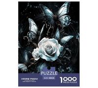 Puzzles Adultes 1000 Pièces Puzzle Butterfly and Rose Puzzles Papier Divertissement Team Building Cadeau Black Humour pour Adultes Et Enfants À Partir De 14 an 38x26cm/1000pcss