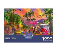 Puzzles Adultes 1000 Pièces Puzzle Caravane Papier Divertissement pour Les Amants Ou Les Amis Cadeau De Fête des Mères Campsite pour Adultes Enfants 38x26cm