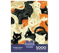 Puzzles Adultes 1000 Pièces Puzzle Cats Modèle sans couturePuzzles Papier Divertissement Team Building Cadeau Distorted Abstract Art pour Adultes Enfants 38x26cm/1000pcs