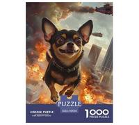 Puzzles Adultes 1000 Pièces Puzzle Chihuahua Puzzles Papier Jeu Éducatif pour Les Amants Ou Les Amis Cadeau De Fête des Mères War City pour Adultes Et Enfants À Partir De 14 an 70x50cm/1000pcss