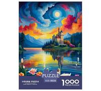 Puzzles Adultes 1000 Pièces Puzzle Cottage de Montagne Papier Divertissement pour Les Amants Ou Les Amis Cadeau De Fête des Mères sur Le lac Maison pour Adultes Et Enfants À Partir De 12 Ans 38x26cm