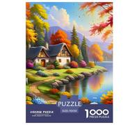 Puzzles Adultes 1000 Pièces Puzzle Cottage de Montagne Papier Divertissement pour Les Amants Ou Les Amis Cadeau De Fête des Mères sur Le lacMaisonPour Adultes Et Enfants À Partir De 12 Ans 70x50cm