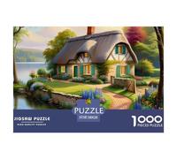 Puzzles Adultes 1000 Pièces Puzzle Cottage de Montagne Papier Jeu Éducatif pour Les Amants Ou Les Amis Cadeau De Fête des Mères sur Le lacMaison pour Adultes Enfants 38x26cm