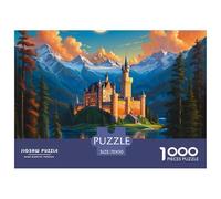 Puzzles Adultes 1000 Pièces Puzzle Cottage de Montagne Papier Jeu Éducatif pour Les Amants Ou Les Amis Cadeau De Fête des Mères sur Le lacMaison pour Adultes Et Enfants À Partir De 12 Ans 70x50cm
