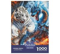 Puzzles Adultes 1000 Pièces Puzzle Dragon Tiger Puzzles Papier Jeu De Famille pour La Décoration De La Maison pour Adultes Enfants 70x50cm/1000pcs