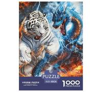 Puzzles Adultes 1000 Pièces Puzzle Dragon Tiger Puzzles Papier Jeu Éducatif Team Building Cadeau pour Adultes Et Enfants À Partir De 8 Ans 38x26cm/1000pcs