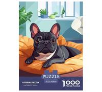 Puzzles Adultes 1000 Pièces Puzzle French Bulldog Puzzles Papier Divertissement Puzzle Familial Pet Dog pour Adultes Et Enfants À Partir De 14 an 70x50cm/1000pcss