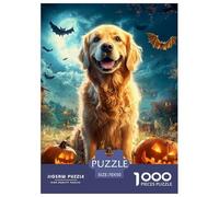 Puzzles Adultes 1000 Pièces Puzzle Golden Retriever Puzzles Papier Jeu De Famille pour La Décoration De La Maison Halloween Pumpkin pour Adultes Et Enfants À Partir De 14 an 70x50cm/1000pcss