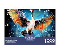 Puzzles Adultes 1000 Pièces Puzzle Grue blanchePuzzles Papier Jeu De Famille Puzzle Familial Grue couronnée rougePour Adultes Et Enfants À Partir De 14 an 38x26cm/1000pcss