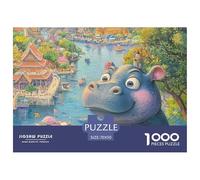 Puzzles Adultes 1000 Pièces Puzzle HippoPuzzles Papier Jeu Éducatif pour Les Amants Ou Les Amis Cadeau De Fête des Mères Animaux mignonsPour Adultes Et Enfants À Partir De 14 an 70x50cm/1000pcss