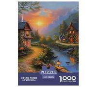Puzzles Adultes 1000 Pièces Puzzle Landscape Painting Puzzles Papier Jeu Éducatif Parfait pour Les Soirées De Jeu The Cabin in The Woods pour Adultes Et Enfants À Partir De 8 Ans 38x26cm/1000pcs