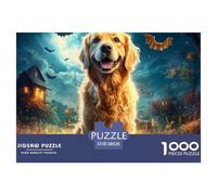 Puzzles Adultes 1000 Pièces Puzzle Le Golden Retriever Papier Jeu Éducatif pour Les Amants Ou Les Amis Cadeau De Fête des Mères Halloween citrouillePour Adultes Et Enfants À Partir De 8 Ans 38x26cm