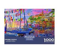 Puzzles Adultes 1000 Pièces Puzzle Maison Papier Divertissement pour La Décoration De La Maison Port City pour Adultes Enfants 38x26cm
